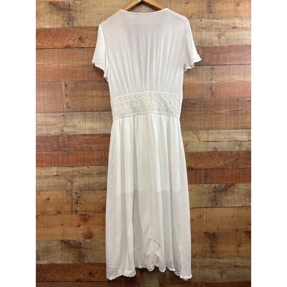 White Lace Trim Midi Dress Large By Beyond The Radar - Picture 5 of 6